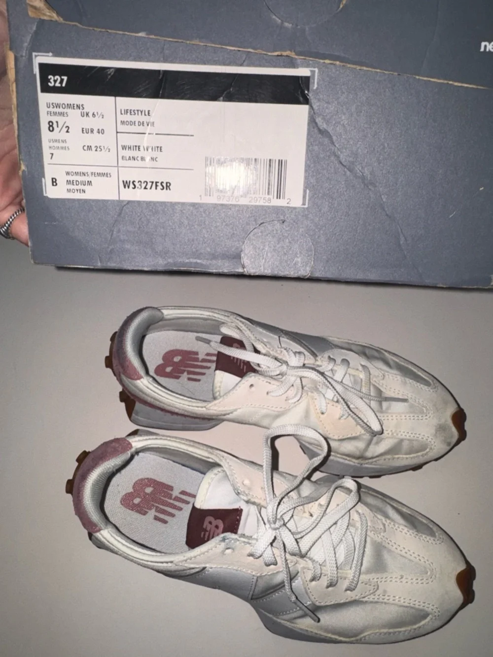 New Balance 327 White and Mauvy Purple  Sneakers - 8.5 - Picture 2 of 10